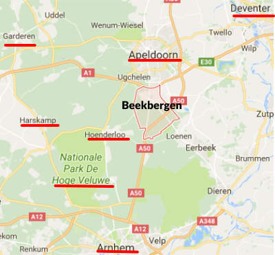 kaart Beekbergen bij Apeldoorn